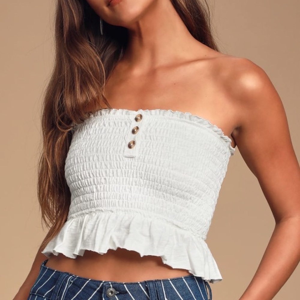 Free People Babe Ivory Smocked Tube Top